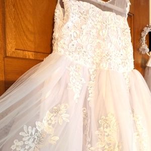 Girls Communion or Flower girl dress with headpiece